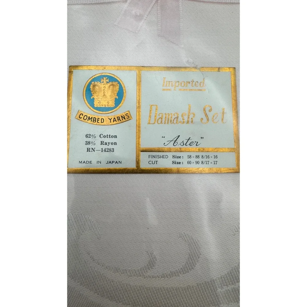 Imported Vintage Aster Damask Tablecloth Combed Yarns Cotton Rayon Made Japan